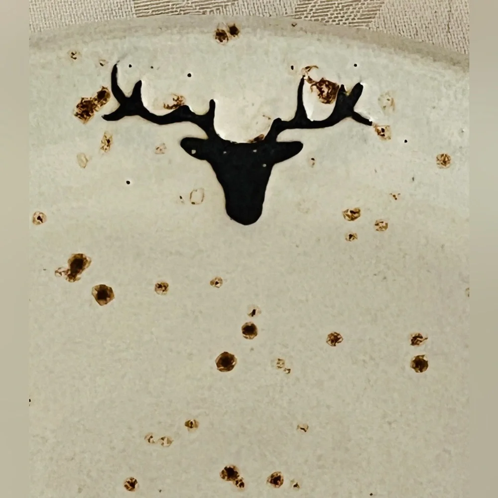 NWOB Pottery Barn Rustic Reindeer Terracotta Dinner Plates S/4 Christmas Holiday - Picture 12 of 16